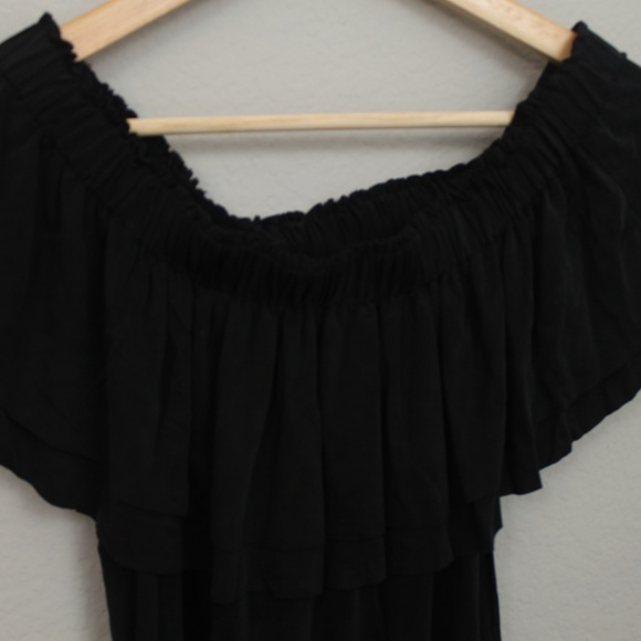 YFB Bertha Collar Two Tier Black Top - Picture 2 of 5